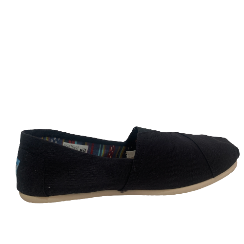 Canvas Toms Black Leather Shoes TOMS Men's Black Canvas Slip-on