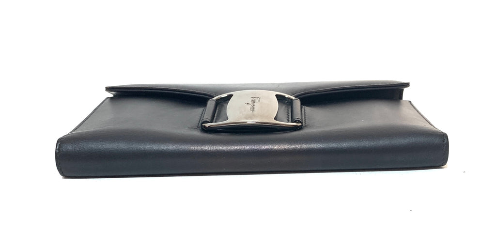 Salvatore Ferragamo Black Leather Envelope Wallet | Pre Loved |