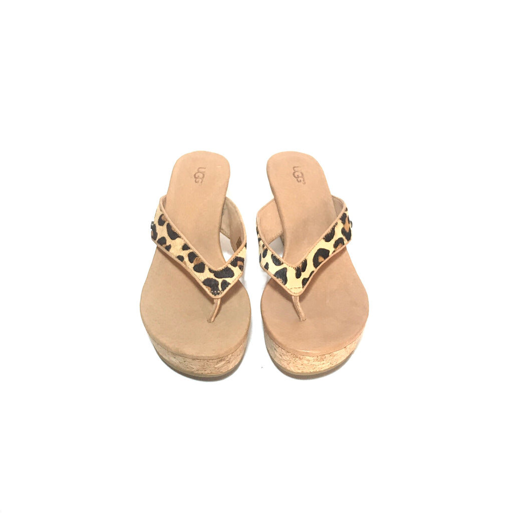 UGG Cheetah Print 'Natassiaa' Thong Wedge Sandals | Gently Used |