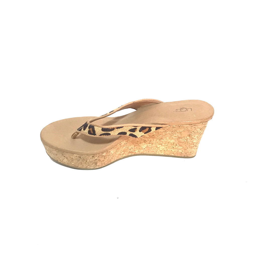 UGG Cheetah Print 'Natassiaa' Thong Wedge Sandals | Gently Used |