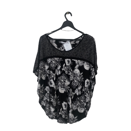 H&M Black and White Floral Blouse