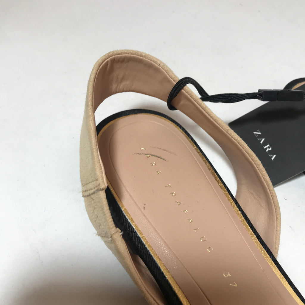 ZARA Beige & Black Suede Flats | Brand New |