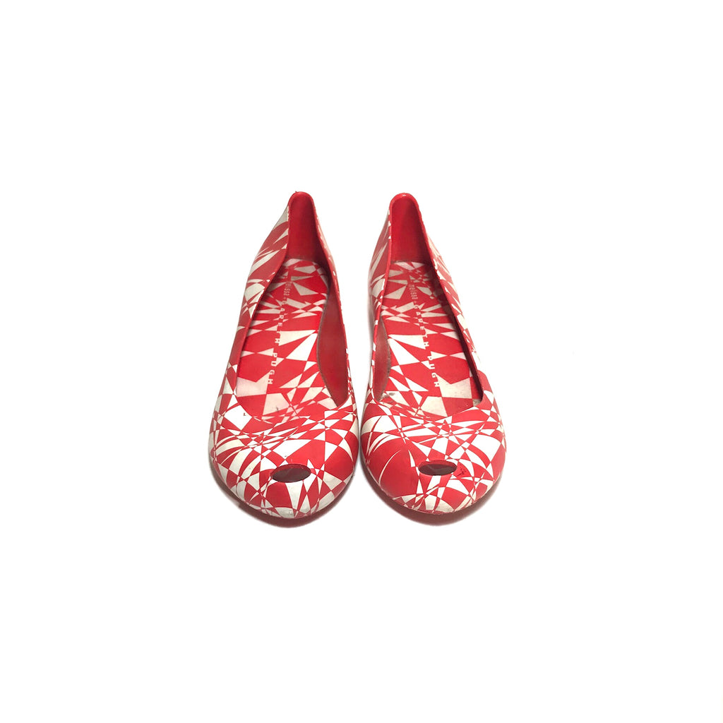 Melissa Red & White Printed Ballet Flats