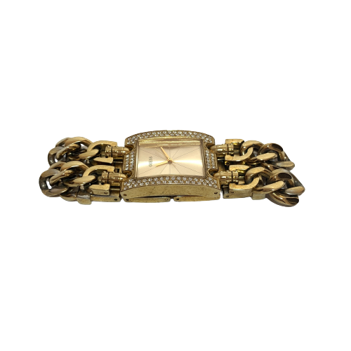 Guess Rectangular Rhinestone Metal Chains Strap Watch | Pre Loved |
