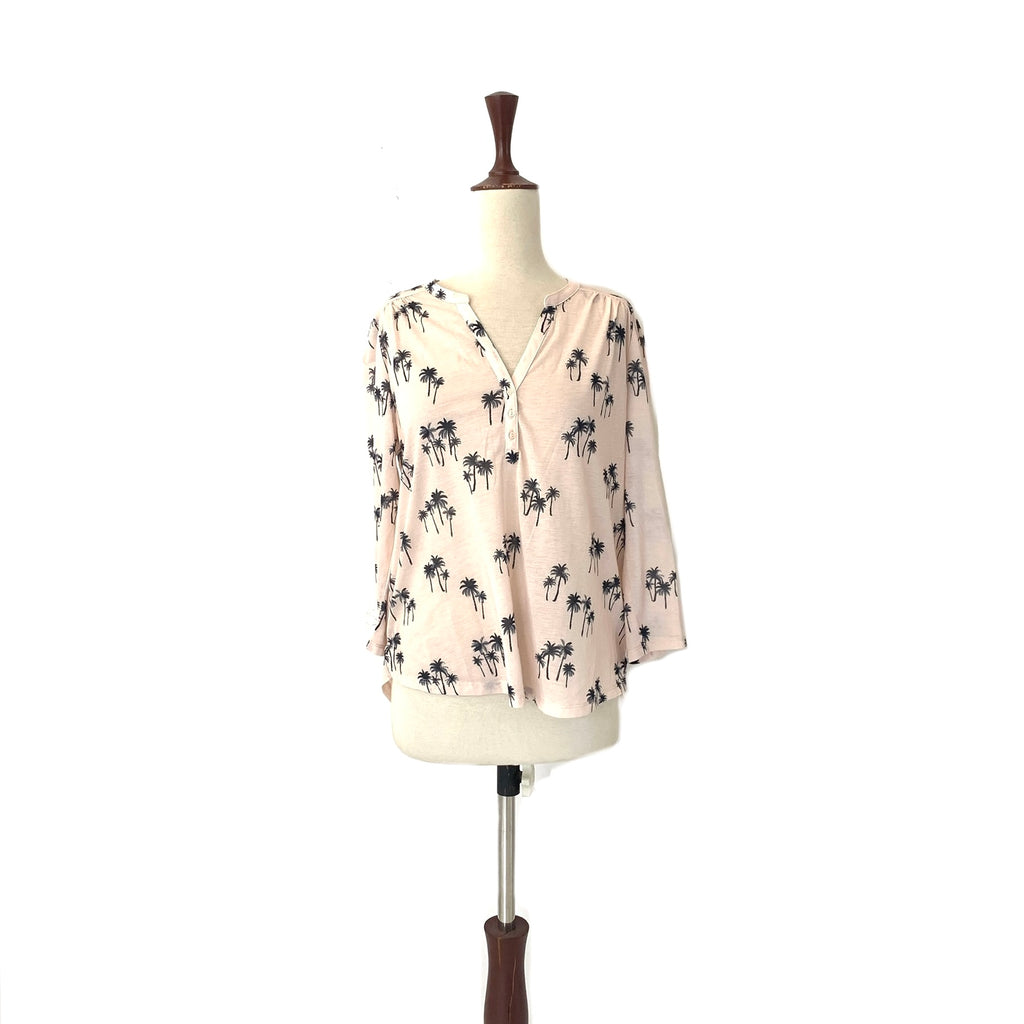 H&M Pink Palm Tree Printed Top | Gently Used |