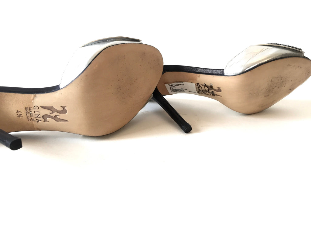 GINA Silver Bow Rhinestone Heels | Gently Used | - Secret Stash