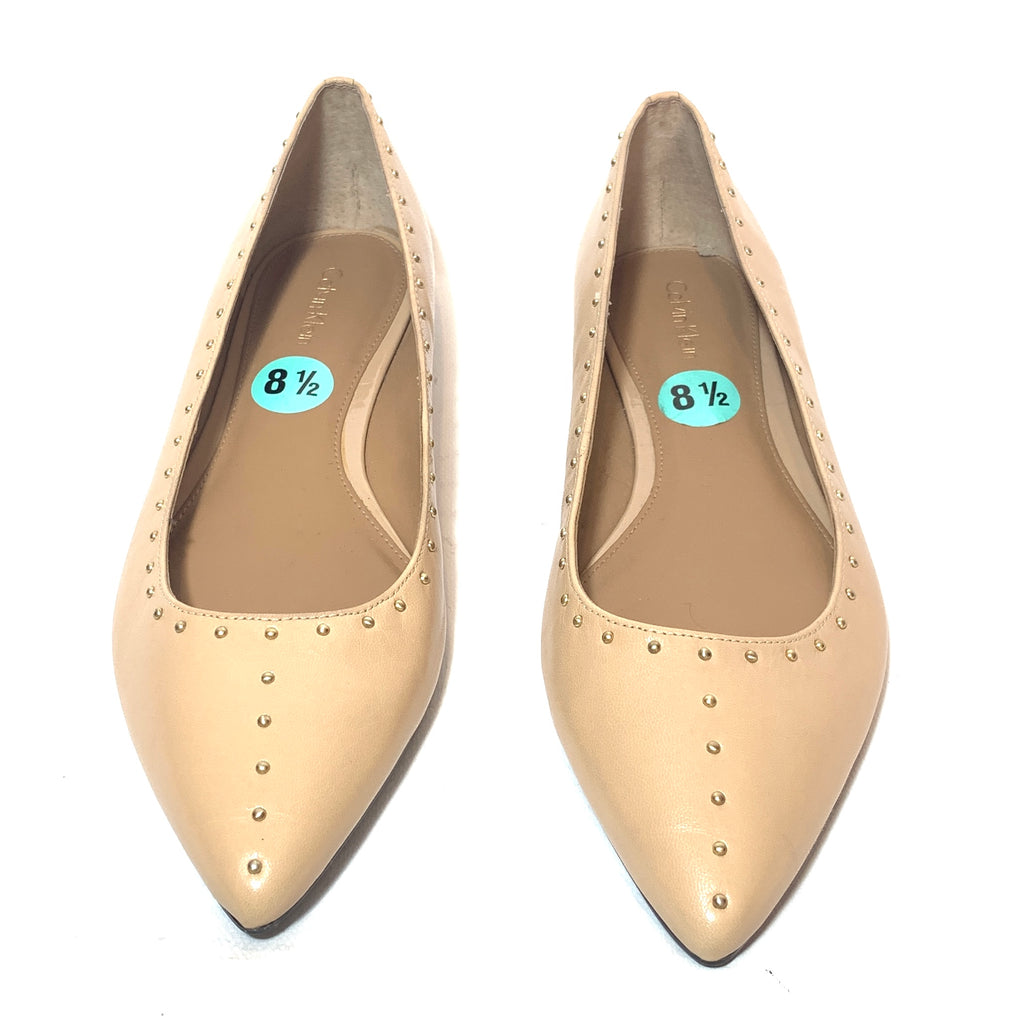 Calvin Klein Beige Leather Pointed Flats | Gently Used |