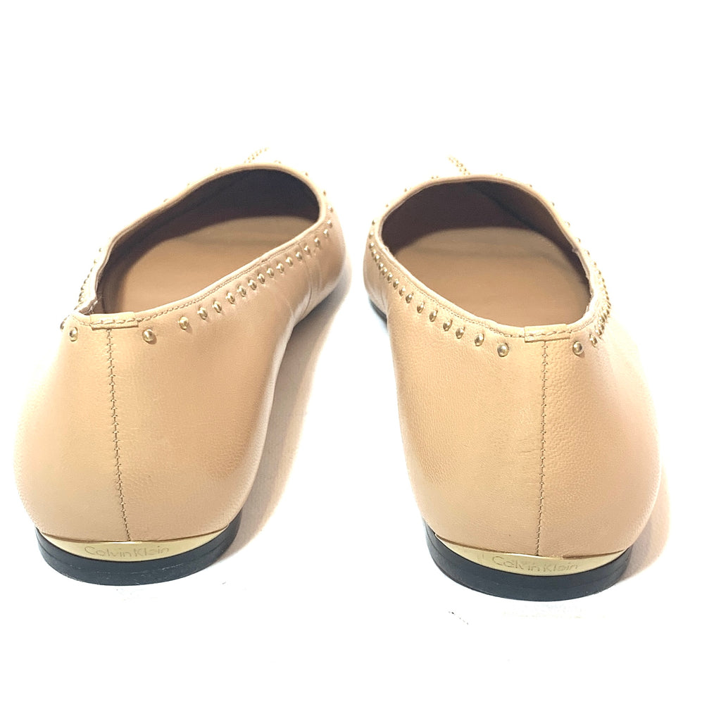 Calvin Klein Beige Leather Pointed Flats | Gently Used |