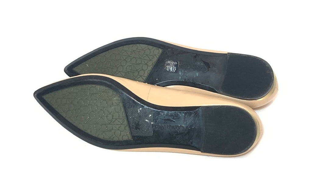 Calvin Klein Beige Leather Pointed Flats | Gently Used |