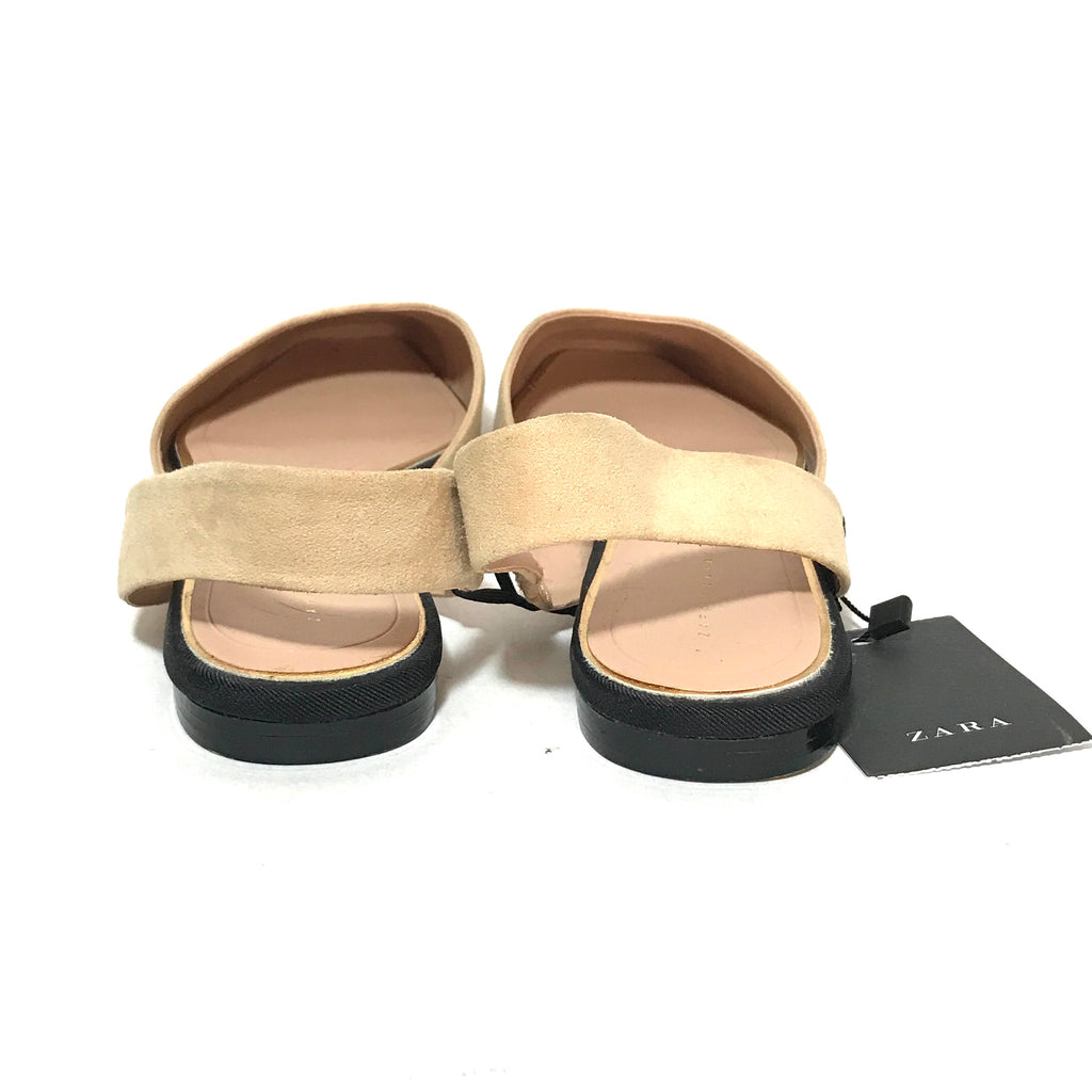 ZARA Beige & Black Suede Flats | Brand New |