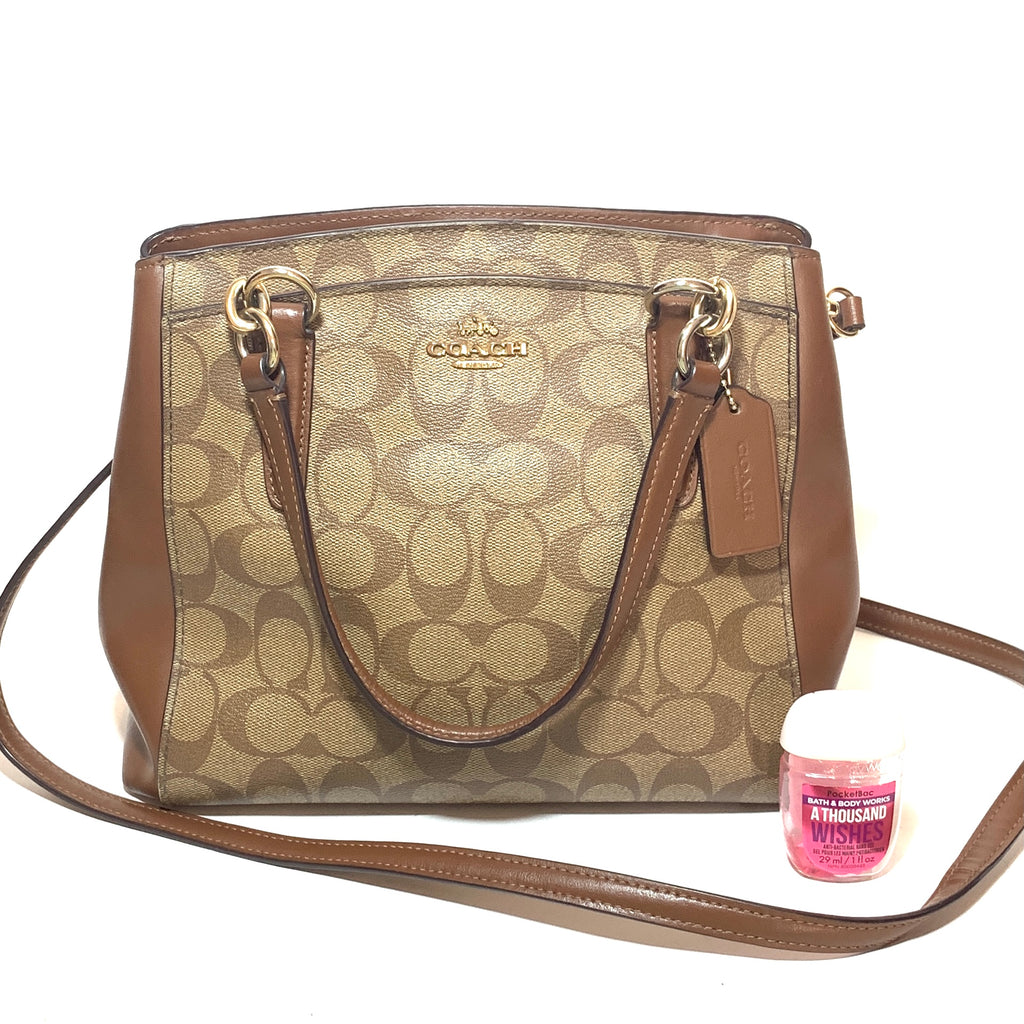 Coach Tan Leather & Canvas Signature Monogram Satchel | Gently Used |