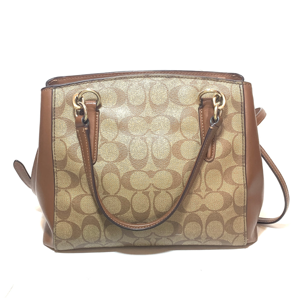 Coach Tan Leather & Canvas Signature Monogram Satchel | Gently Used |