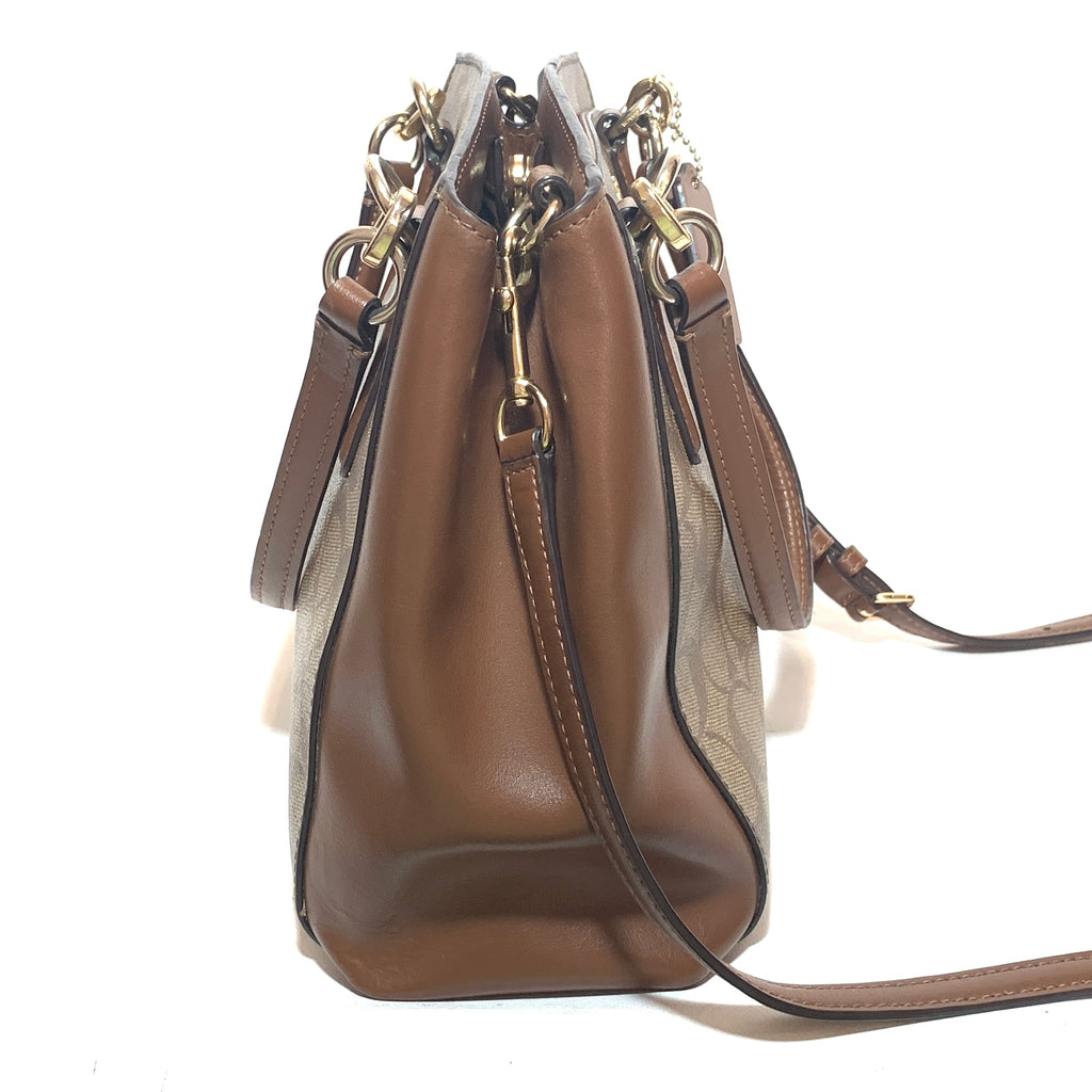 Coach Tan Leather & Canvas Signature Monogram Satchel | Gently Used |
