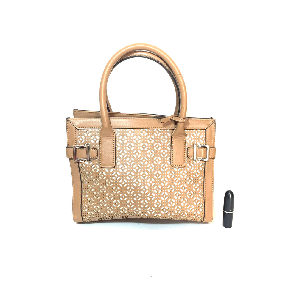 Nine West Tan Laser-Cut Satchel | Pre Loved |