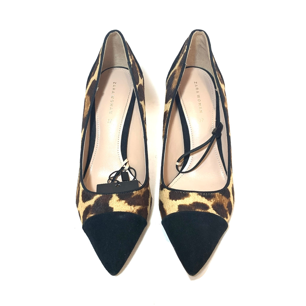 ZARA Black Suede & Cheetah Print Pumps | Brand New |