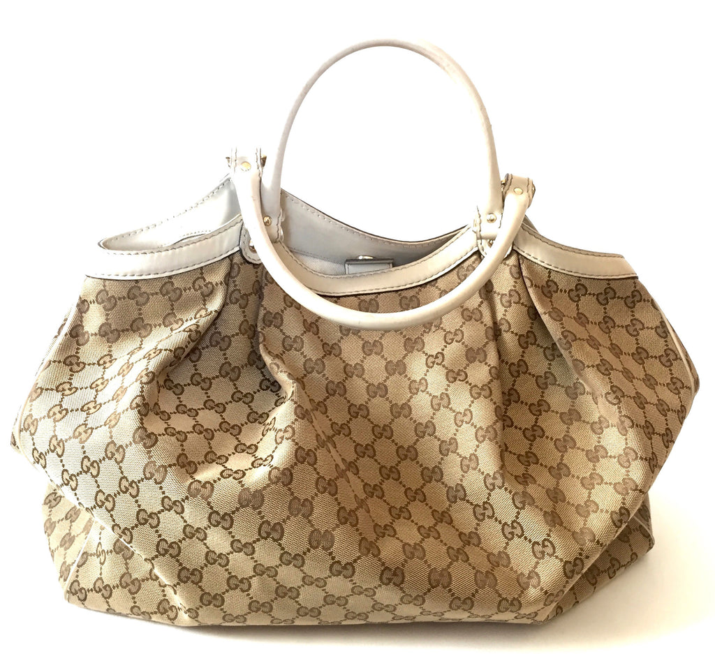 Gucci Canvas 'Sukey' Large Canvas with Leather Trim Tote | Pre Loved | - Secret Stash