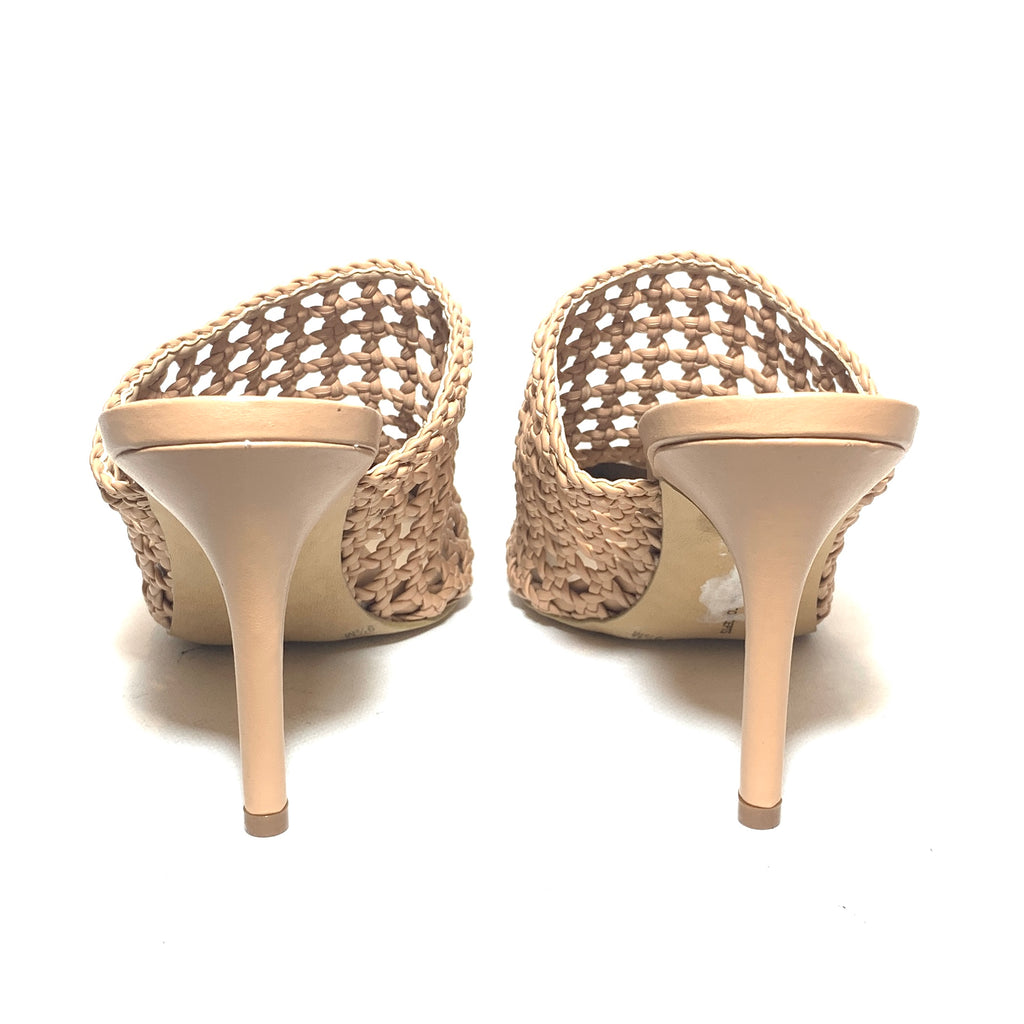 INC International Concepts Beige Leather Woven Mules | Like New |