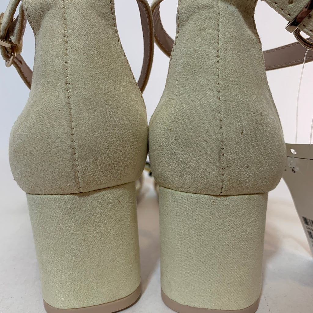 H&M Nude Floral Block Heel Sandals | Brand New |
