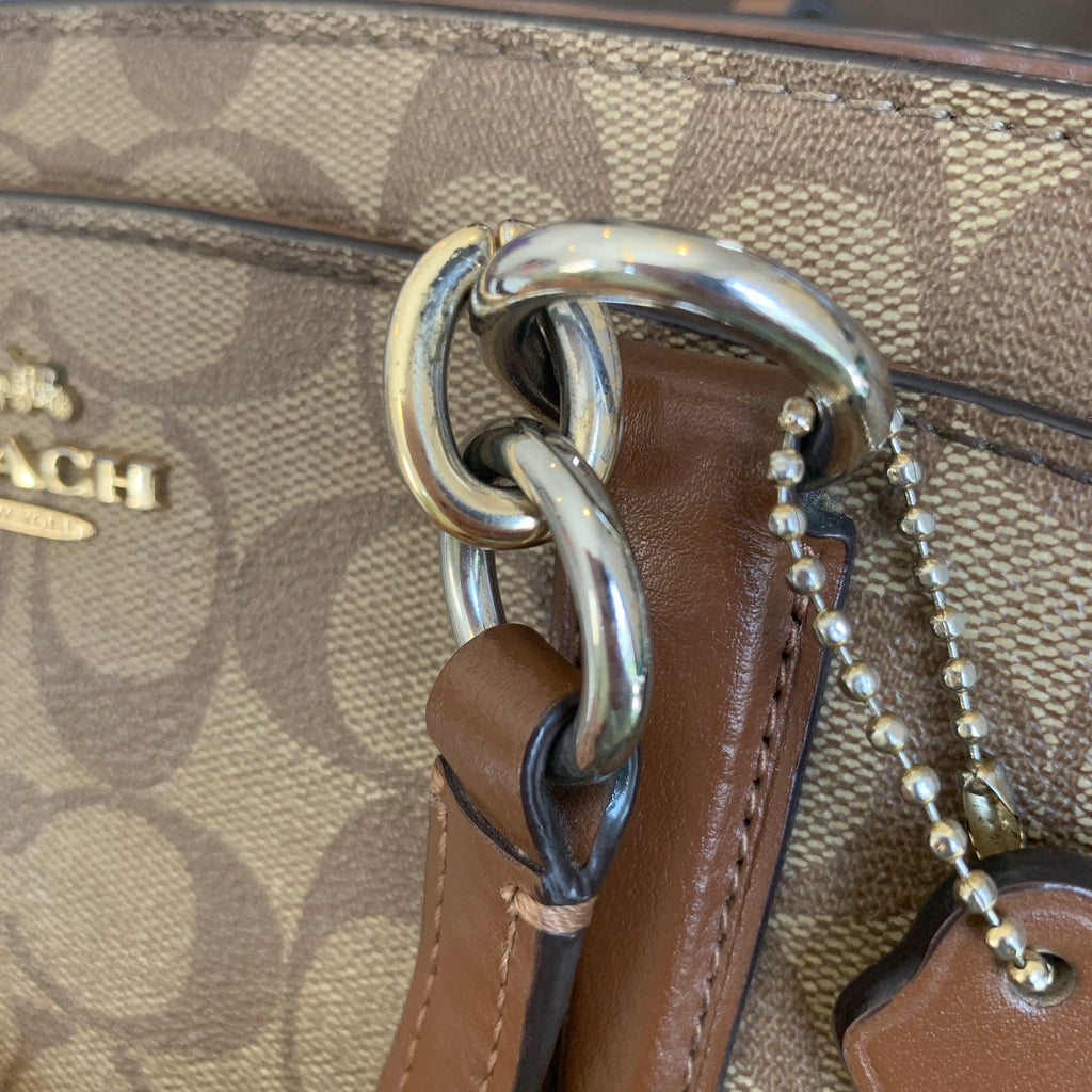 Coach Tan Leather & Canvas Signature Monogram Satchel | Gently Used |