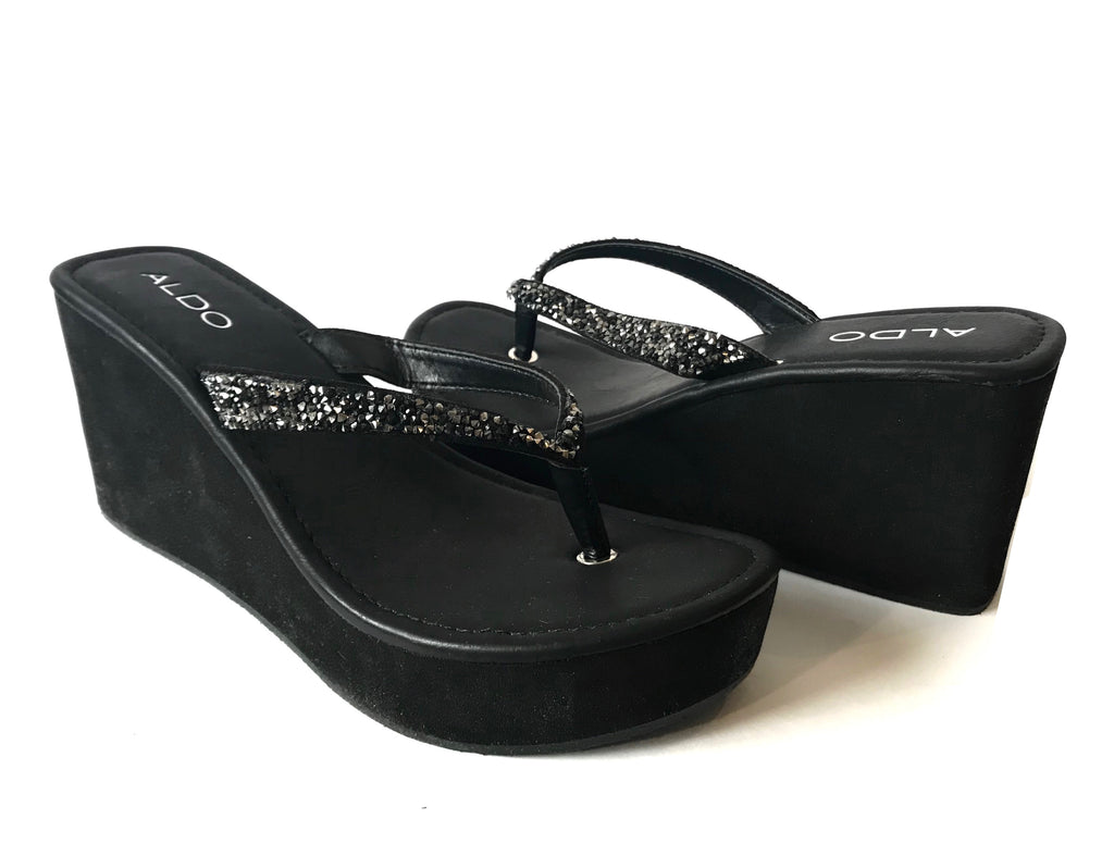 ALDO Black Flip Flop Wedges | Brand New | | Secret Stash