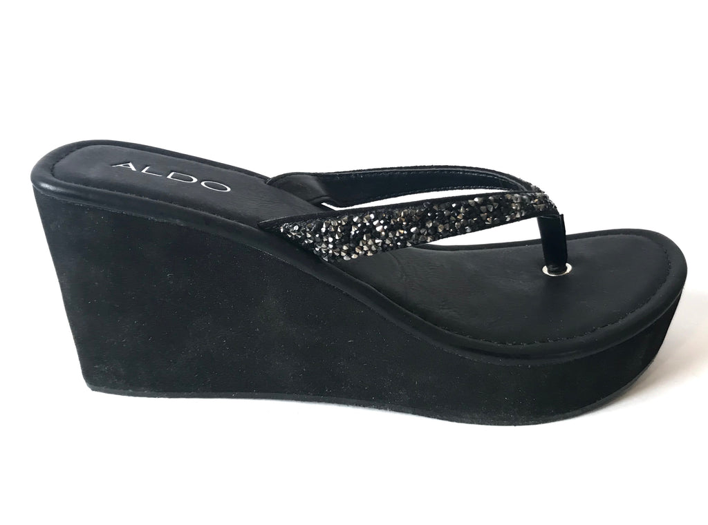 ALDO Black Flip Flop Wedges | Brand New | - Secret Stash