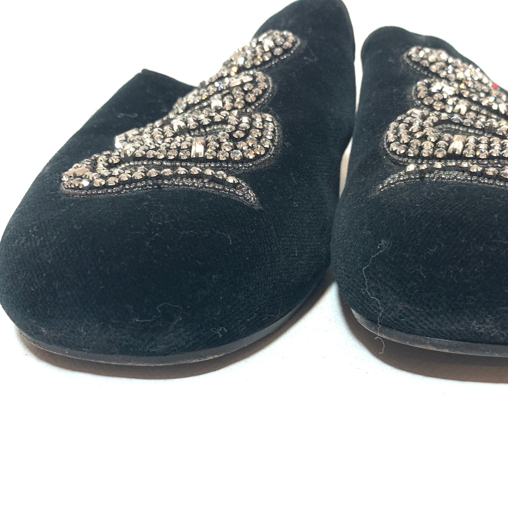 Gucci Black Velvet 'Lawrence' Rhinestone Embellished Mules | Gently Used |