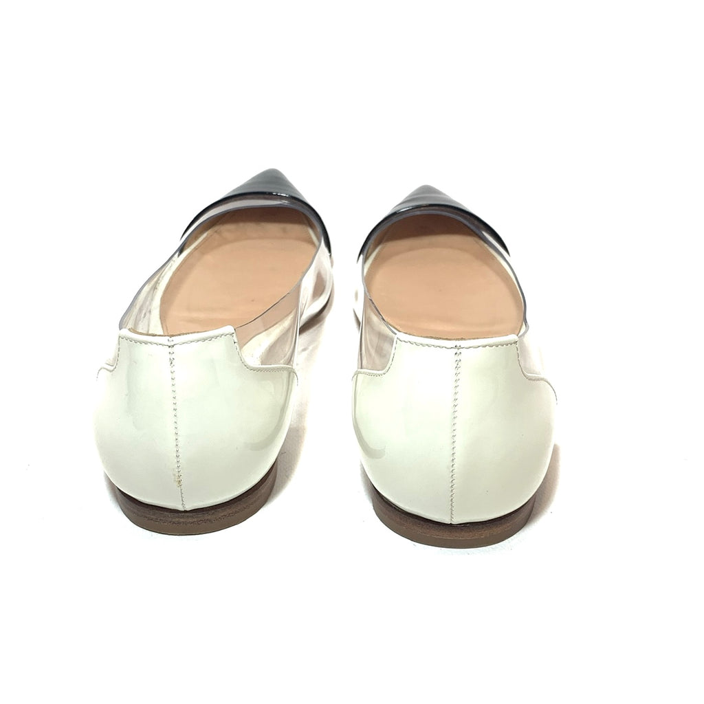 Gianvito Rossi Black & White Patent Leather & Plex Pointed Flats | Gently Used |