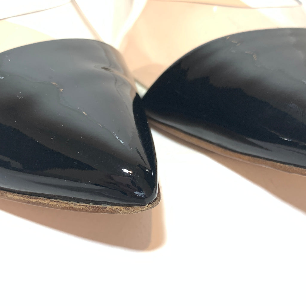 Gianvito Rossi Black & White Patent Leather & Plex Pointed Flats | Gently Used |