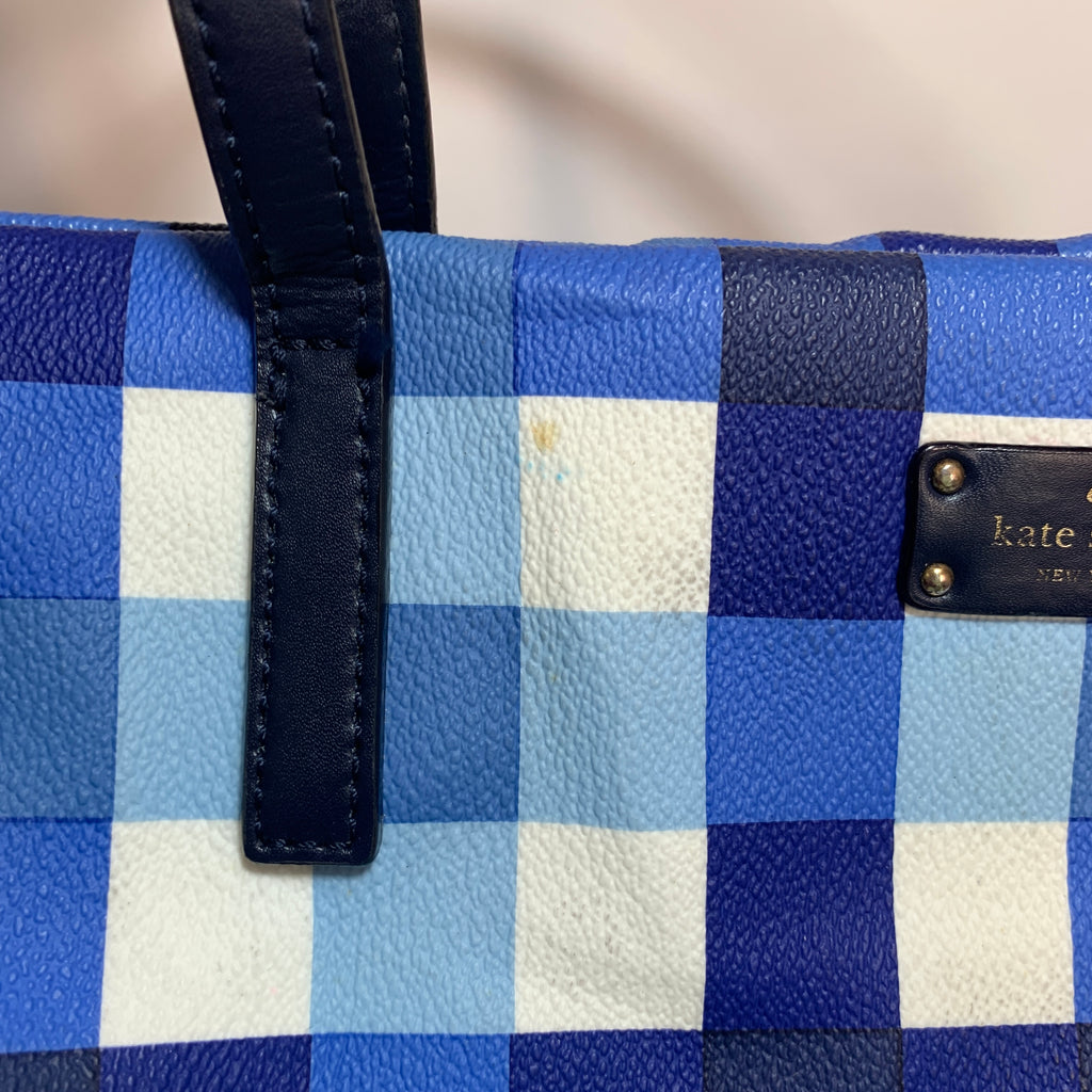 Kate Spade Blue Checked Tote Bag | Pre Loved |