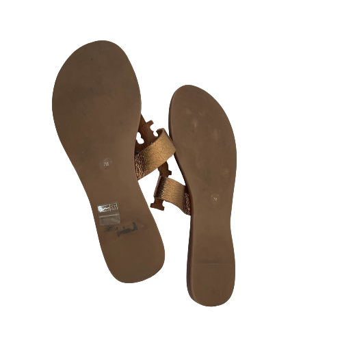 Tory Burch Bronze 'Moore' Logo Sandals | Gently Used |