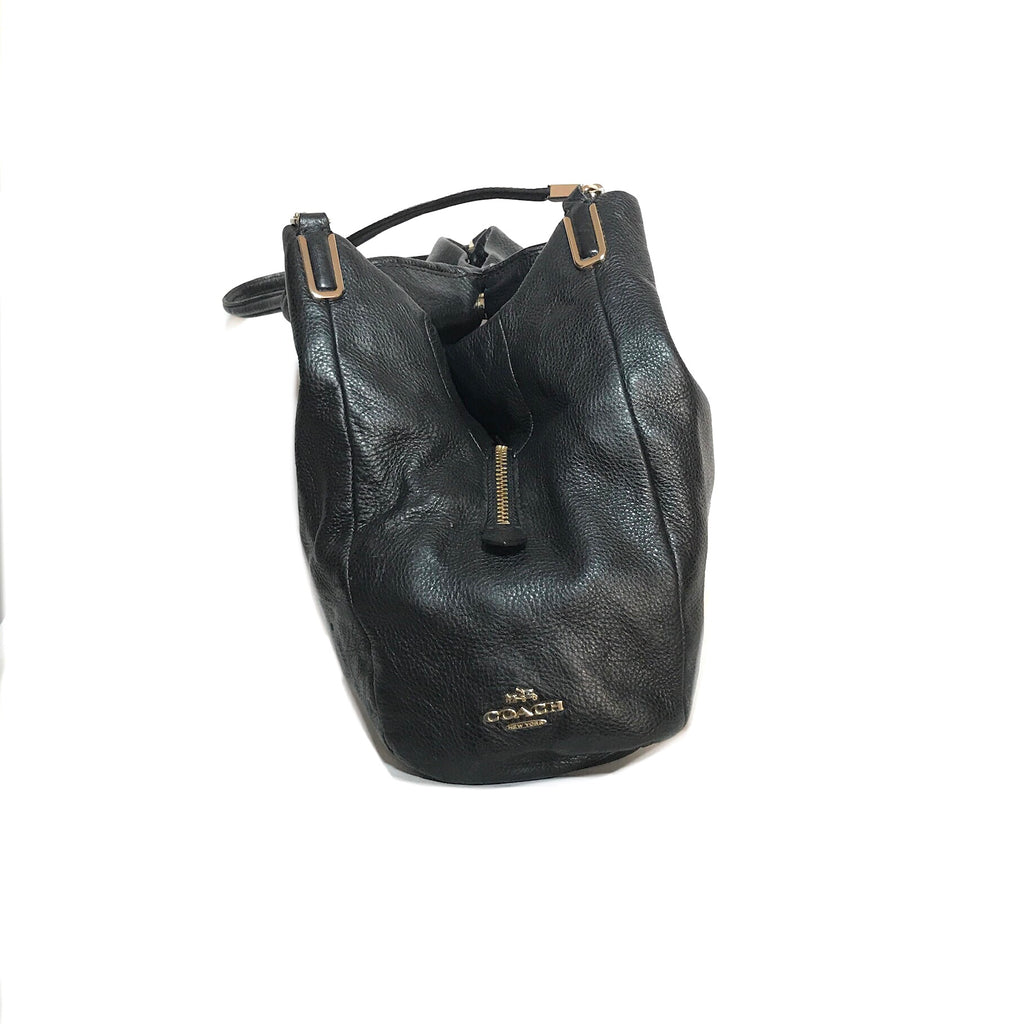 Coach Black Pebbled Leather Dual Handles Shoulder Bag | Pre Loved |