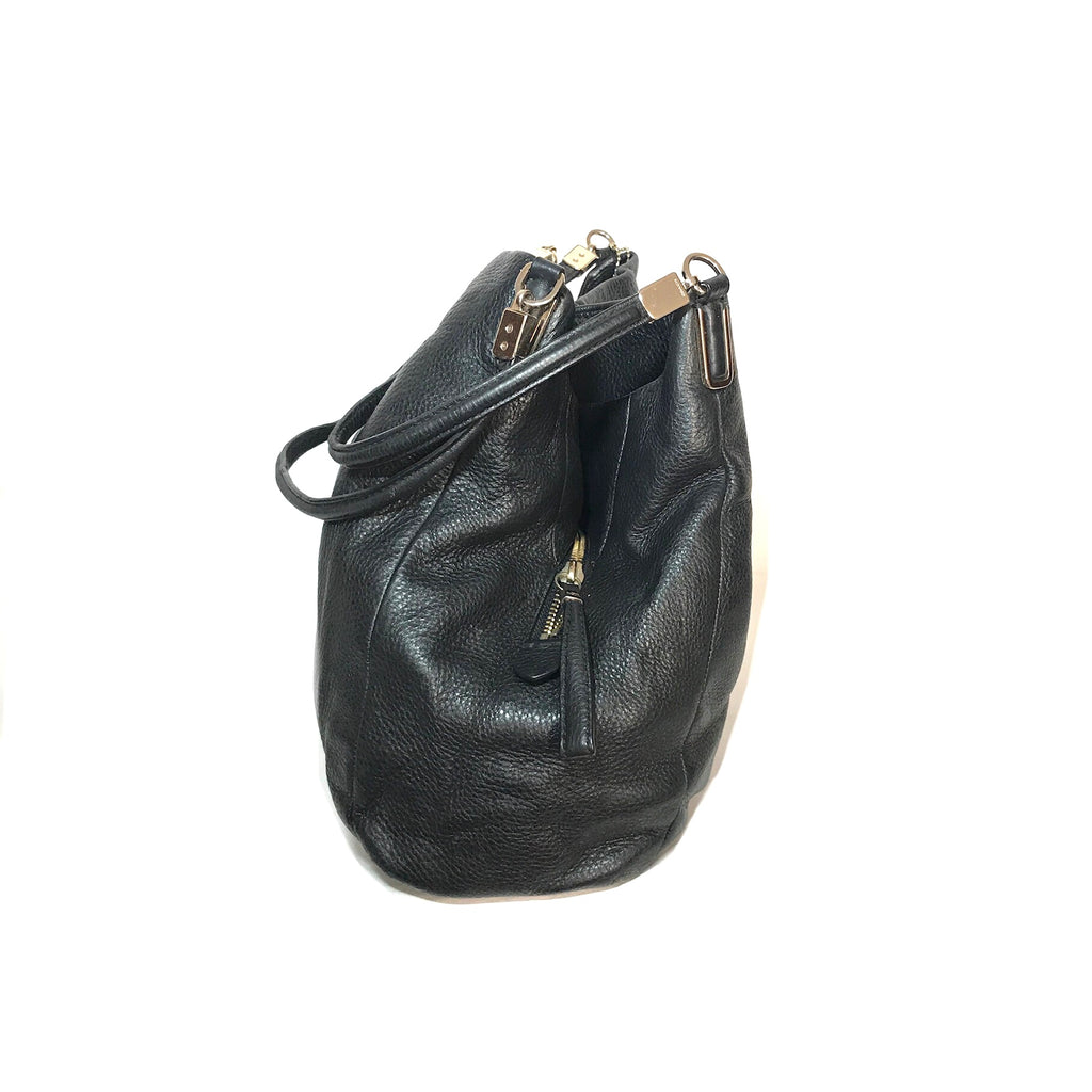 Coach Black Pebbled Leather Dual Handles Shoulder Bag | Pre Loved |