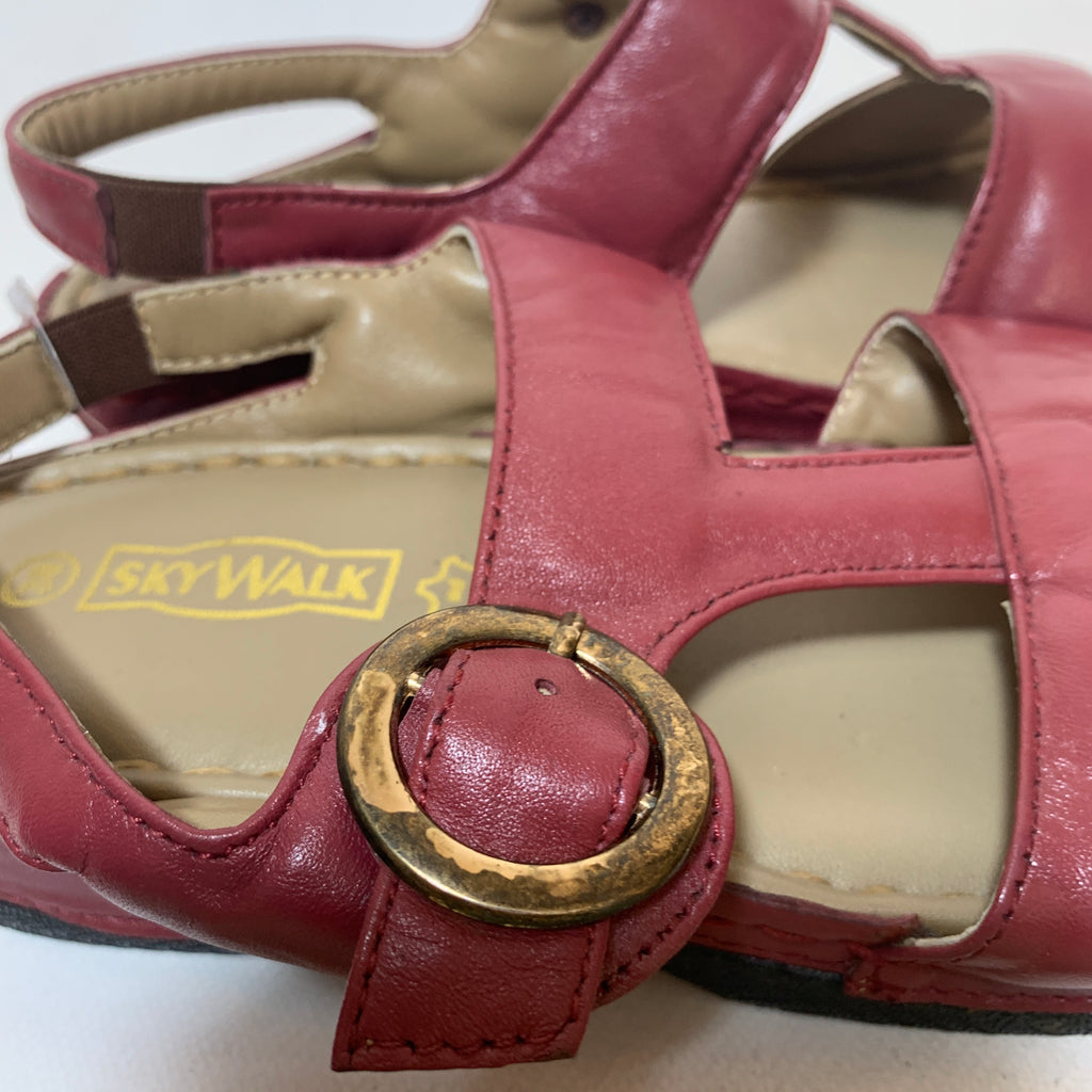 Sky Walk Orthopedic Maroon Leather Sandals | Brand New |