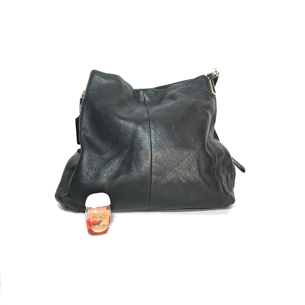 Coach Black Pebbled Leather Dual Handles Shoulder Bag | Pre Loved |