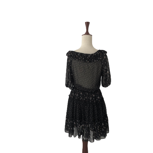 Forever 21 Black Floral Printed Sheer Dress | Gently Used |