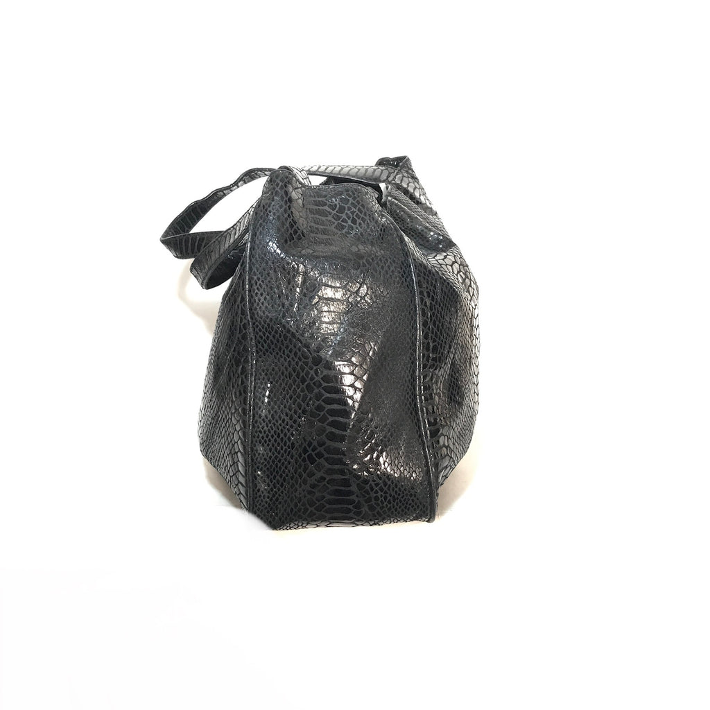 Michael Kors Metallic Black Snakeskin Embossed Shoulder Bag | Pre Loved |