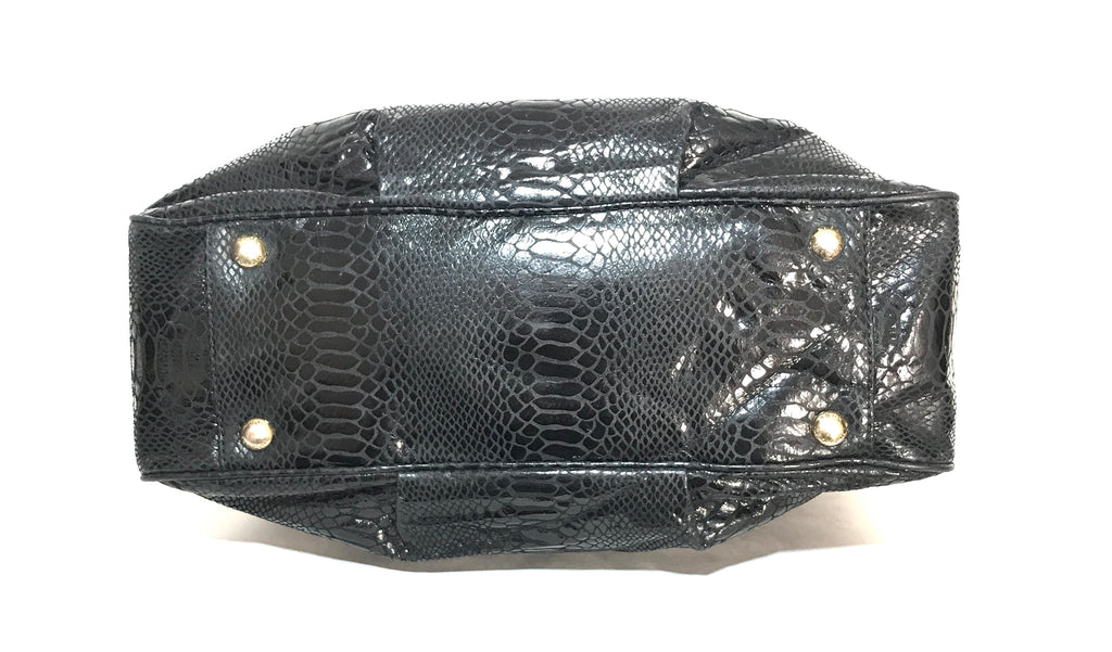 Michael Kors Metallic Black Snakeskin Embossed Shoulder Bag | Pre Loved |