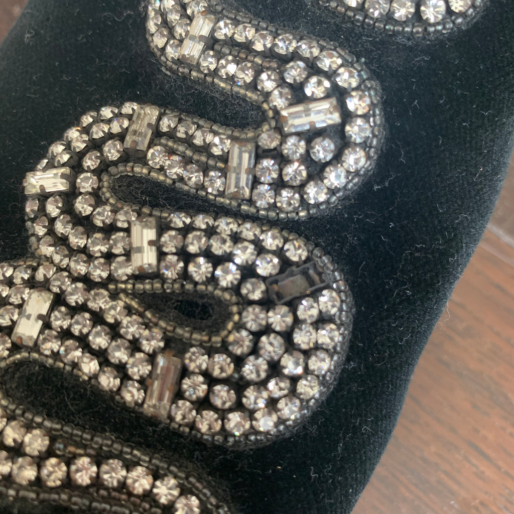 Gucci Black Velvet 'Lawrence' Rhinestone Embellished Mules | Gently Used |