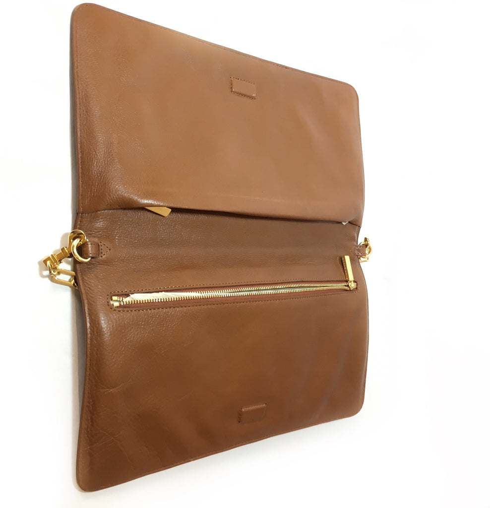 Tory Burch 'Suki Reva' Tan Leather Clutch | Pre Loved |