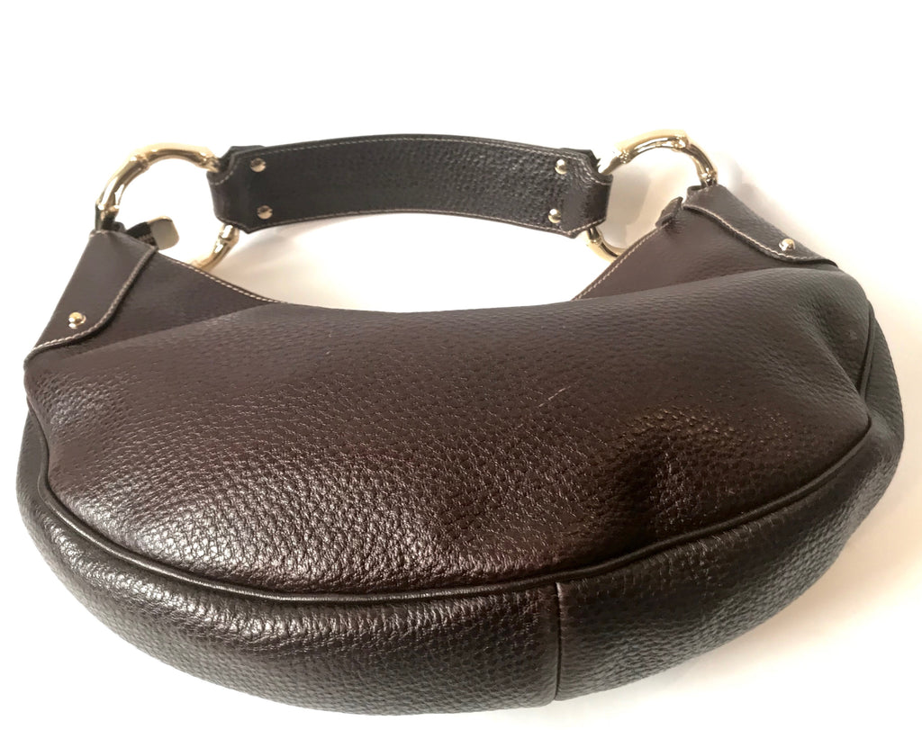 Gucci Brown Pebbled Leather Shoulder Bag | Gently Used |