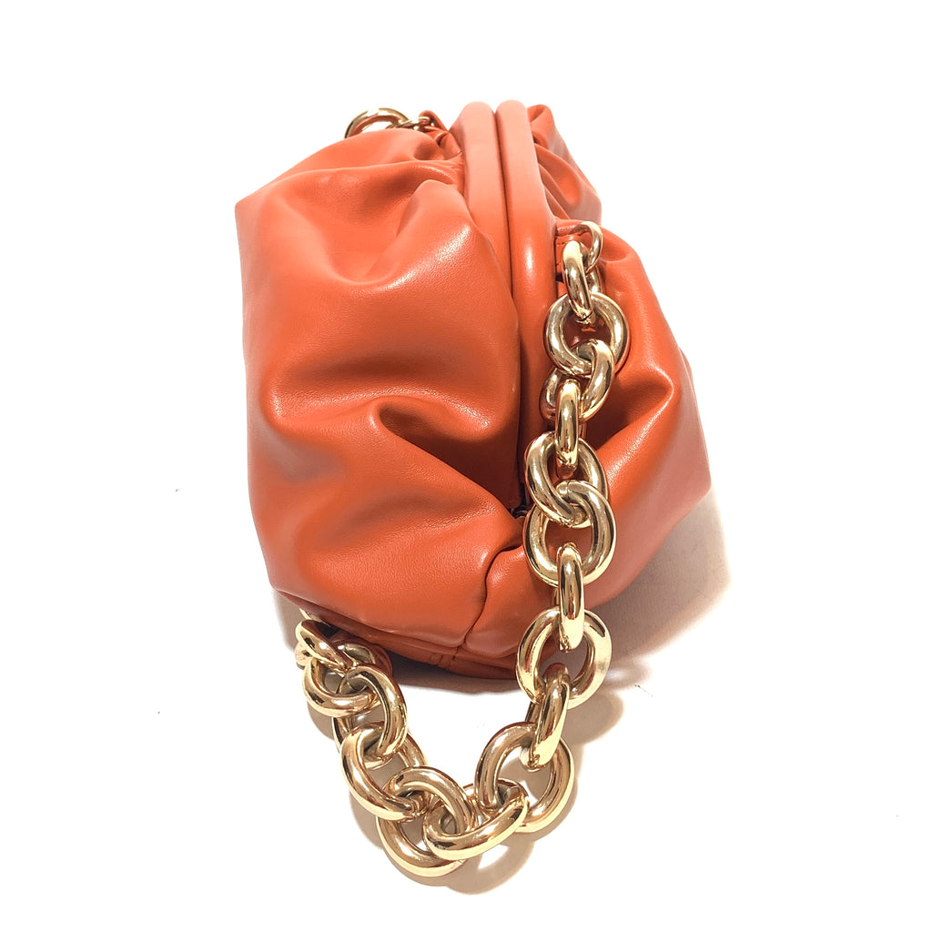 River Island Orange & Gold Chain Shoulder Bag | Like New |