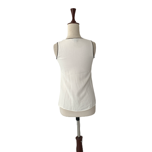 H&M White with Black Piping Sleeveless Top | Like New |
