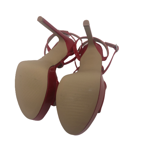 Steve Madden Red Patent Platform Strappy Stiletto Heels | Brand New |