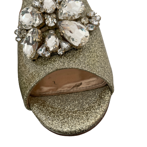 DUNE 'Mauriti' Gold Rhinestone Heels | Pre Loved |