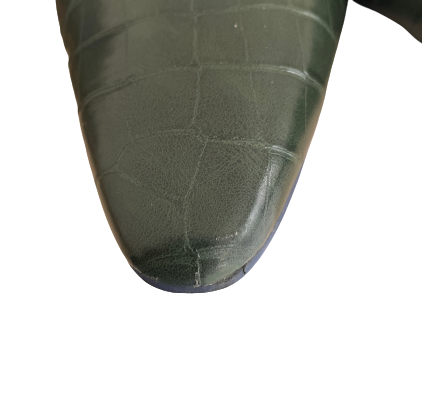 Charles & Keith Army Green Croc Textured Pumps | Like New |