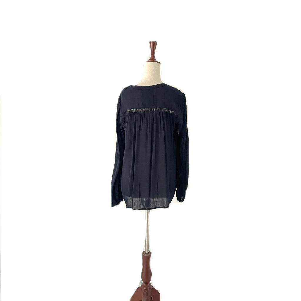 Super Black Chiffon Lace Shirt | Gently Used |