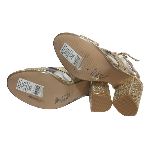 Dorothy Perkins Gold Metallic Criss-cross Block Heels | Pre Loved |
