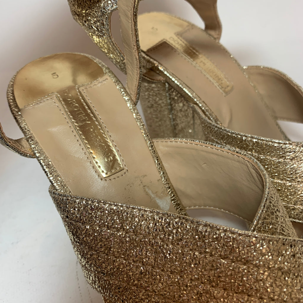 Dorothy Perkins Gold Metallic Criss-cross Block Heels | Pre Loved |