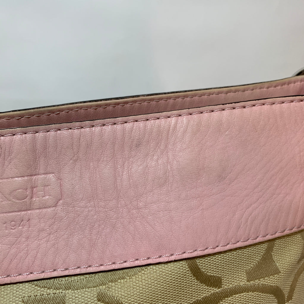 Coach Beige & Pink Monogram Shoulder Bag | Pre Loved |