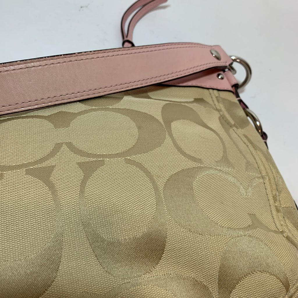 Coach Beige & Pink Monogram Shoulder Bag | Pre Loved |